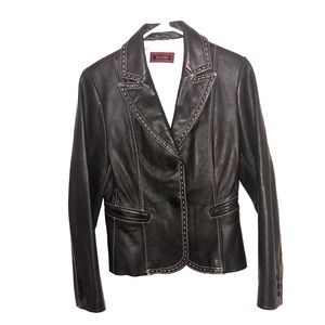 Tahari 100% leather blazer jacket
